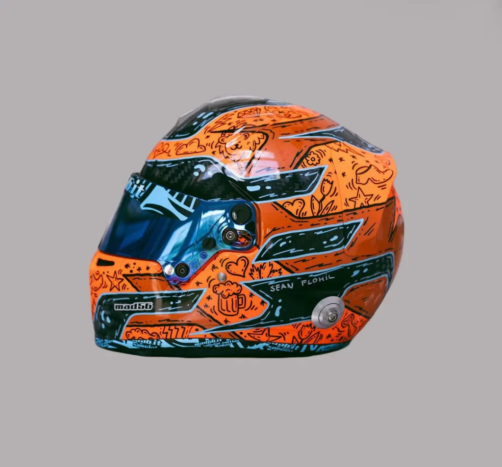 Orange Black Cartoon Helmet Motorcycle
