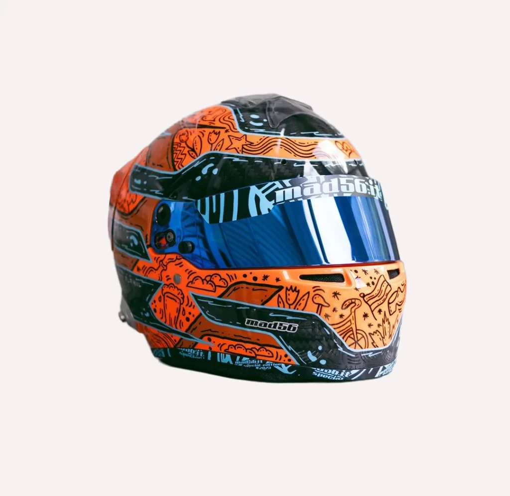 Orange Black Cartoon Mad56 Helmet Motorcycle
