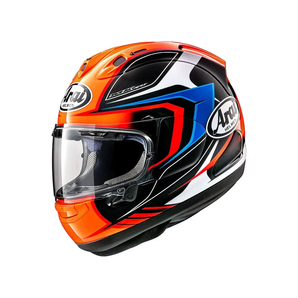 Orange Black White Blue Arai Helmet Motorcycle