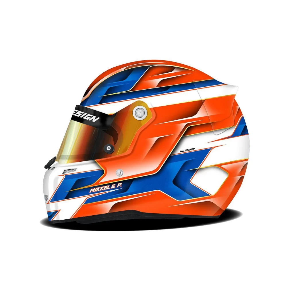 Orange Blue White Racing Helmet Motorcycle