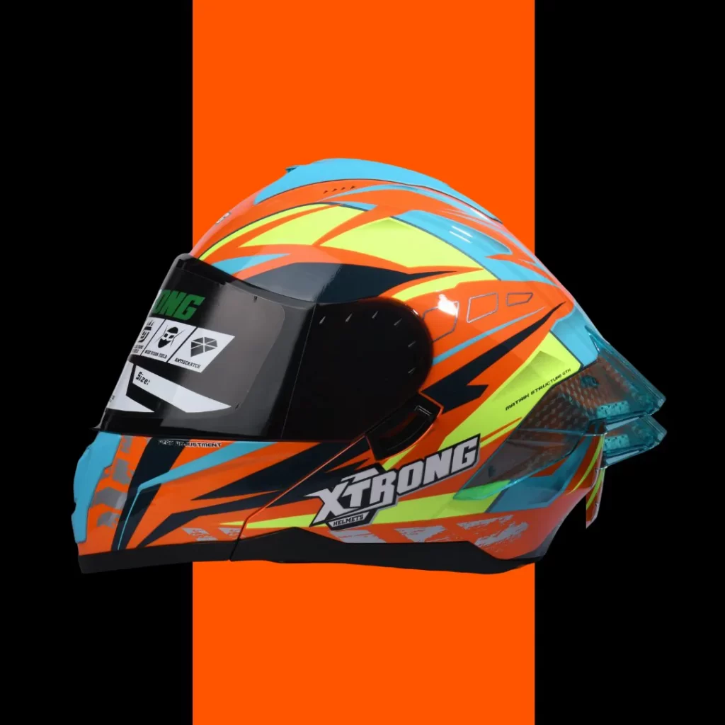 Orange Blue Yellow Racing XTRONG Helmet Motorcycle