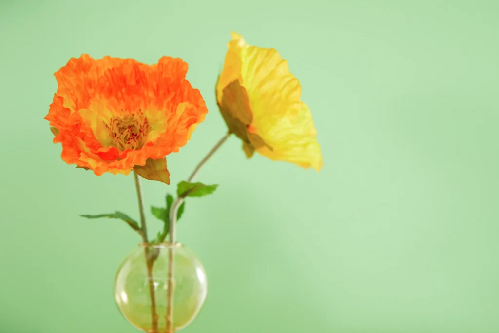 Orange Yellow Petals Green Stem Vase