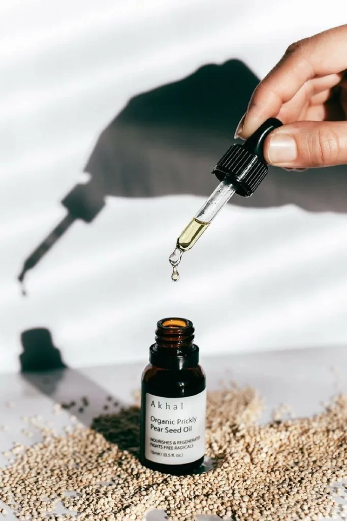 Organic Prickly Pear Seed Oil Amber Glass Bottle Black Cap Serum