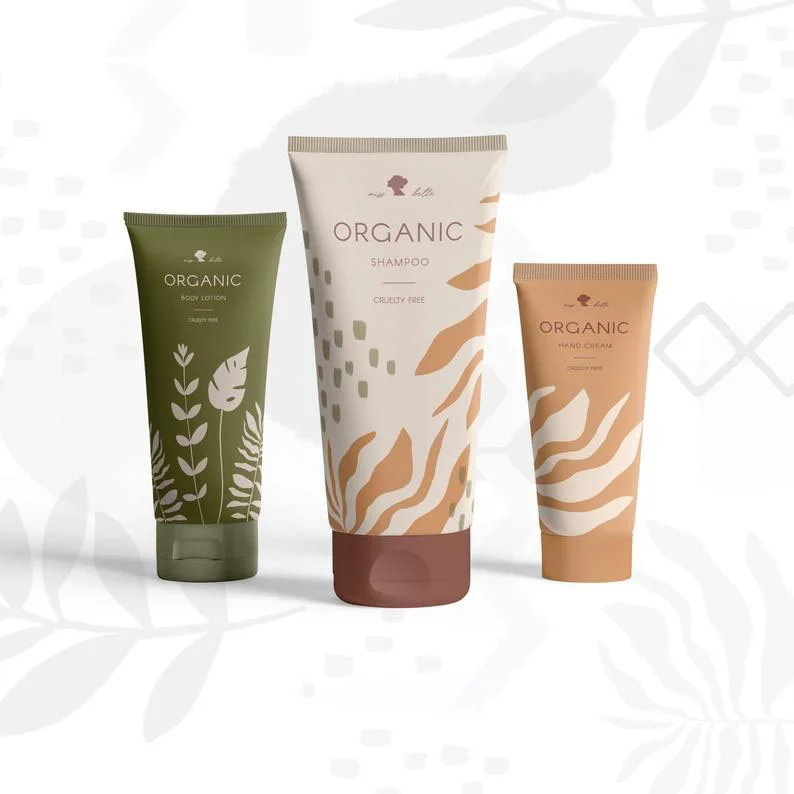 Organic Shampoo Tube Earthy Green Botanical