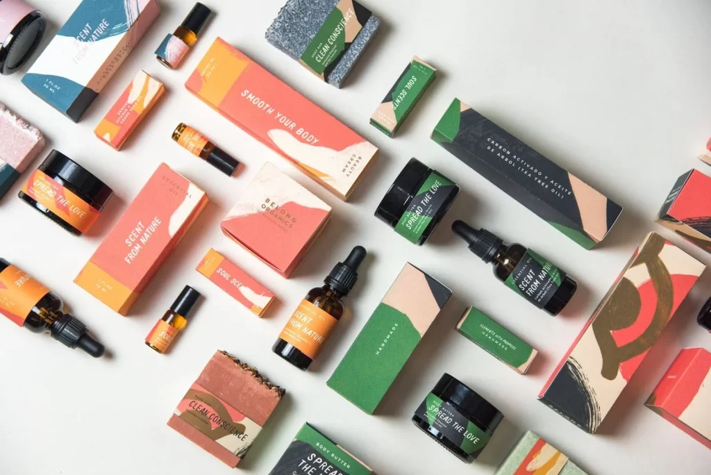 Organic Skincare Box Natural Color Abstract Design