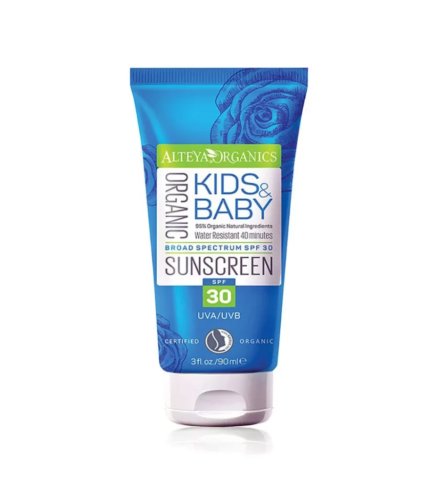 Organic Sunscreen Tube Blue Green Certified