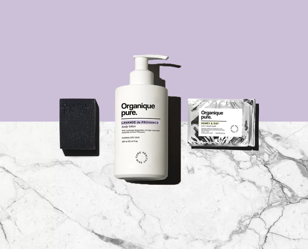 Organique Pure Lavender Body Lotion Bottle White Pump Dispenser Skincare