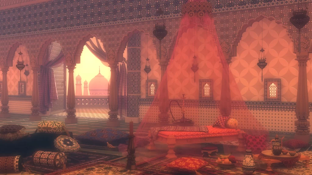 Oriental Interior Red Gold Traditional Exotic