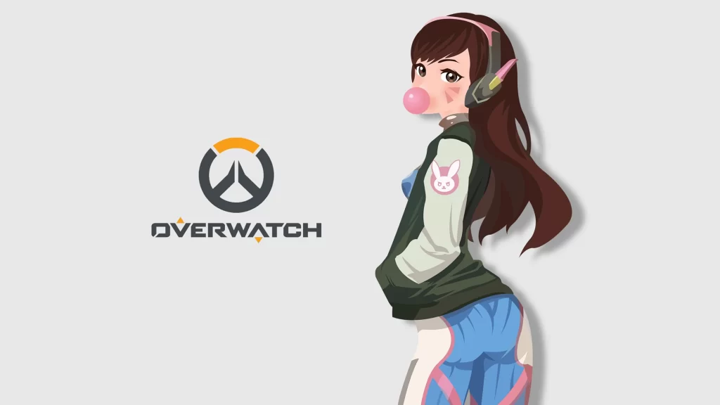 Overwatch Female Character Pink Blue Casual