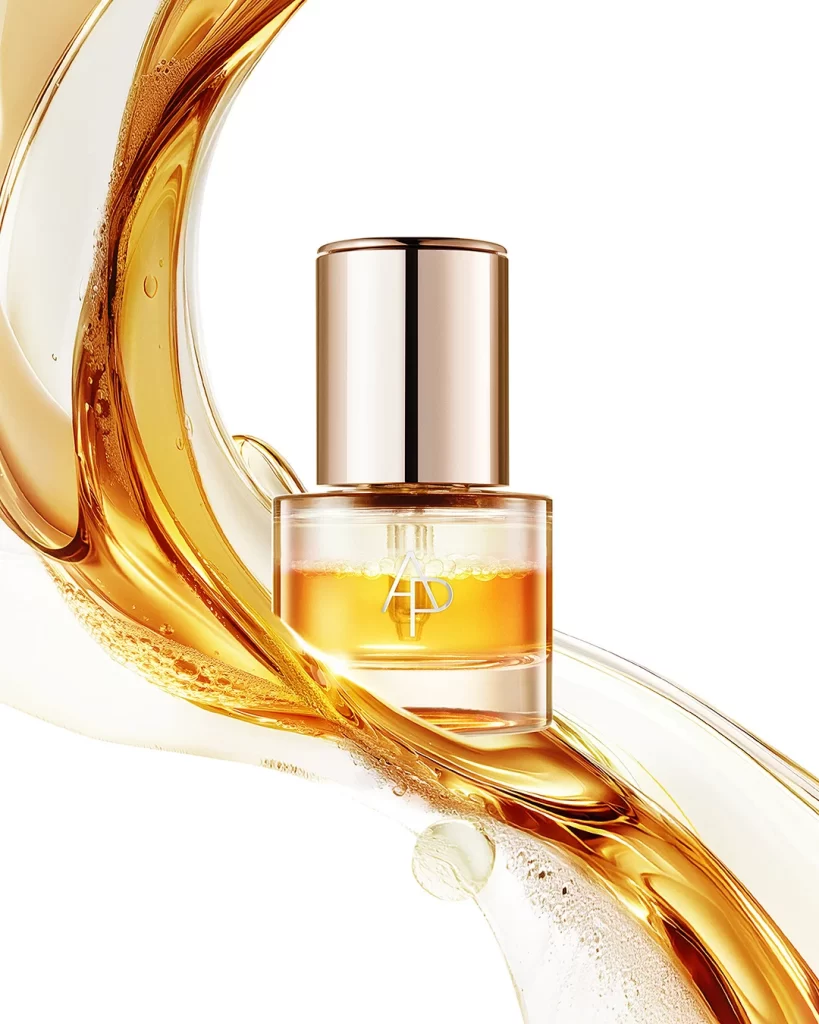 Perfume Bottle Amber Liquid Gold Accents
