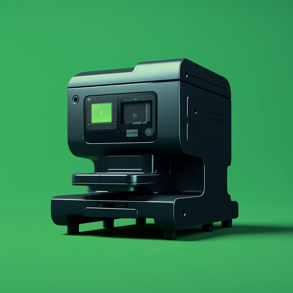 photography green industrial product printer functional design black 3D rendering retro