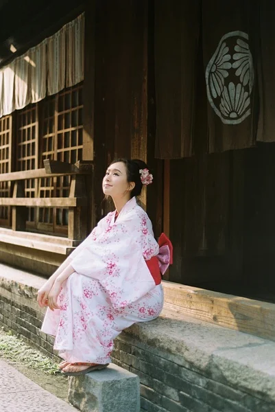 Pink Floral Kimono Silk Cherry Blossom Elegant Ceremonial
