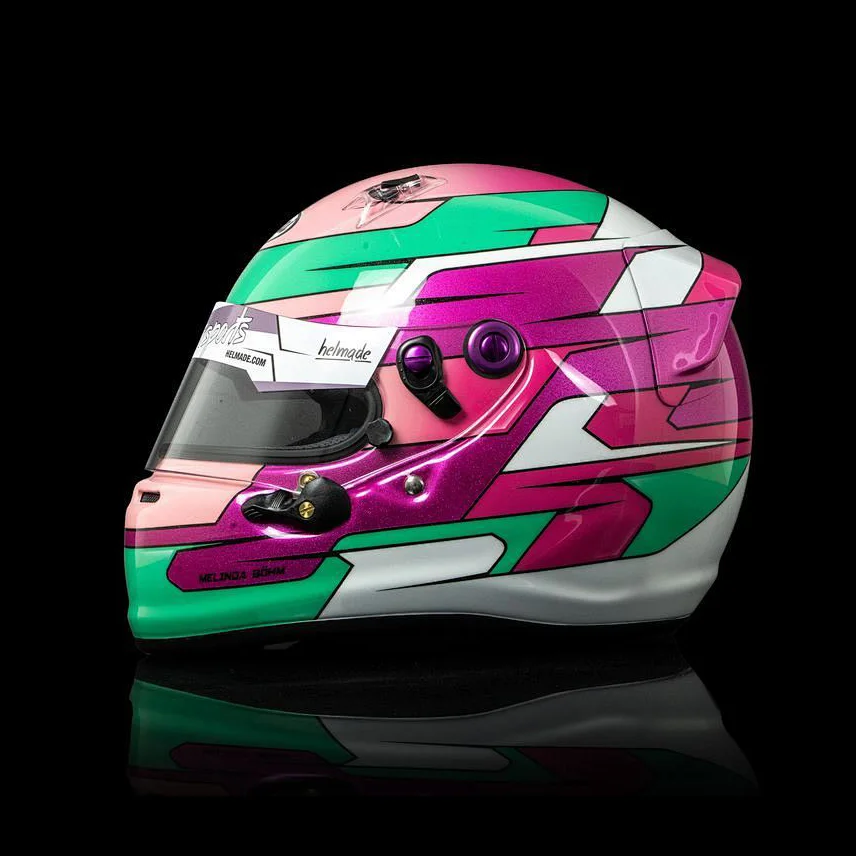 Pink Green White Geometric Helmade Helmet Motorcycle