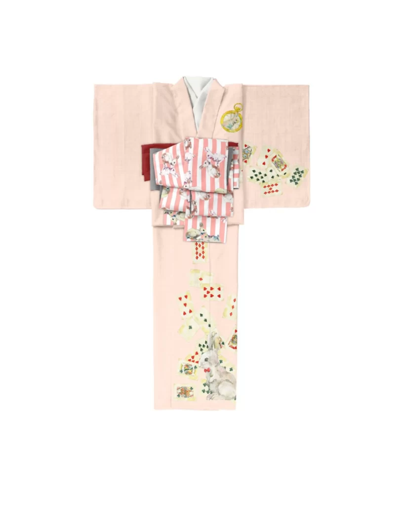 Pink Playing Cards Rabbit Kimono