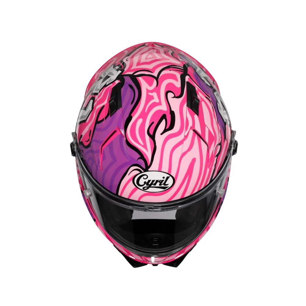 Pink Purple Flames Cyril Helmet Motorcycle