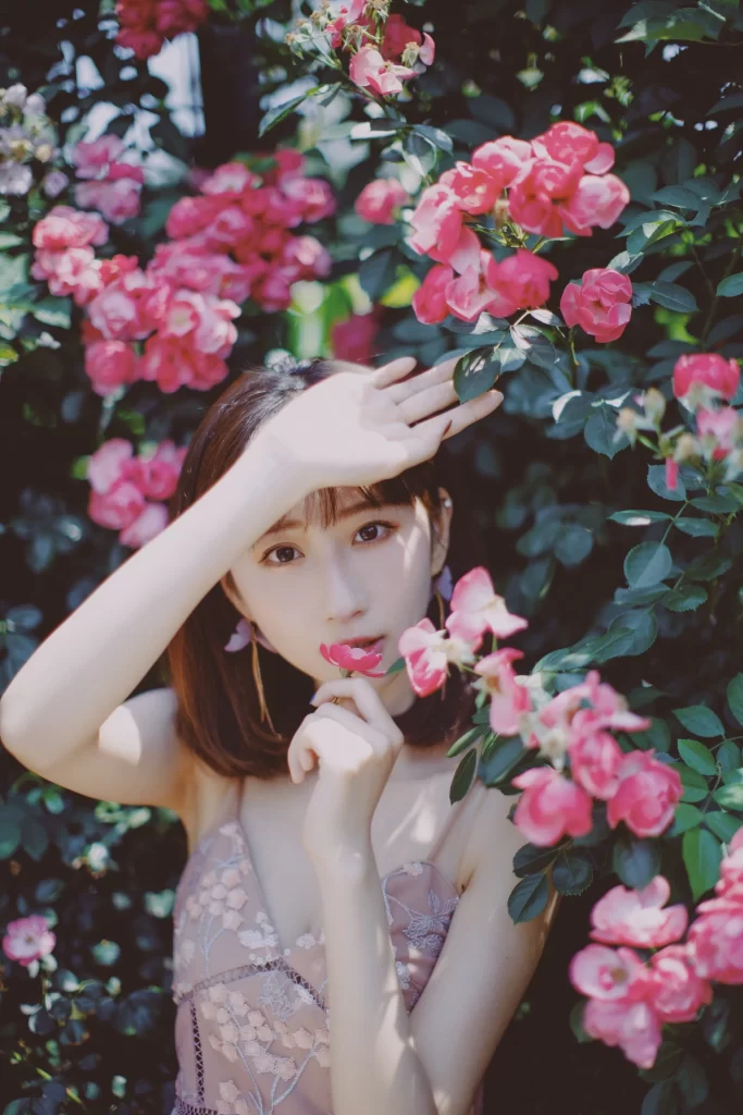 Pink Rose Petals Blooming Green