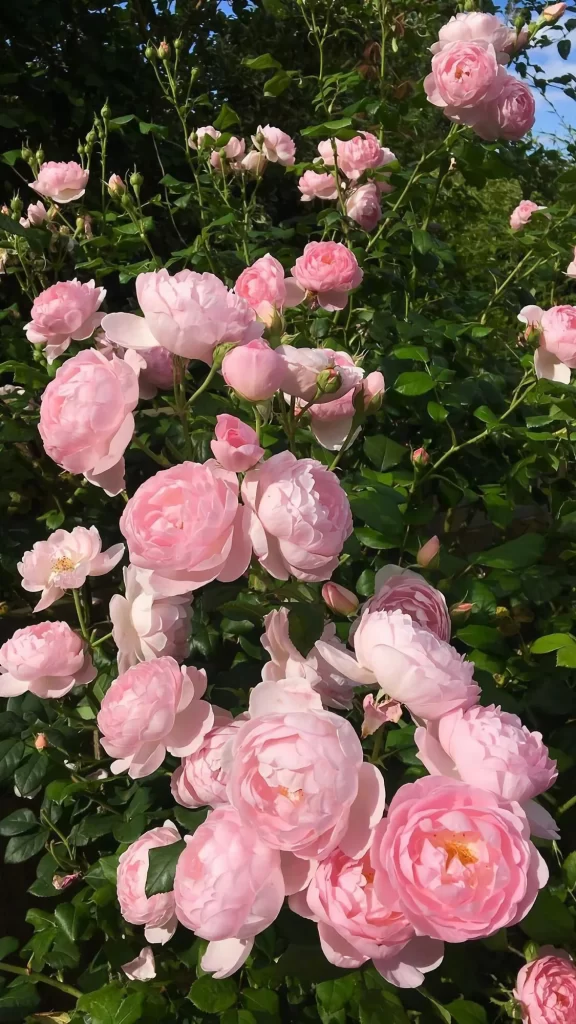 Pink Roses Blooming Petals Green Leaves