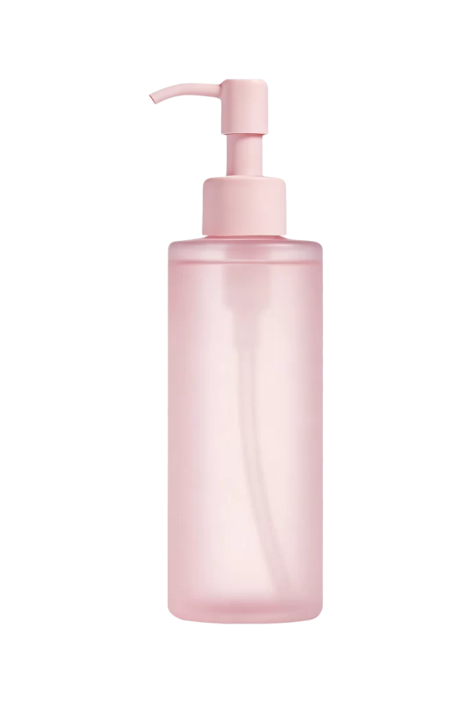 Pink Soap Bottle Frosted Glass Pump
