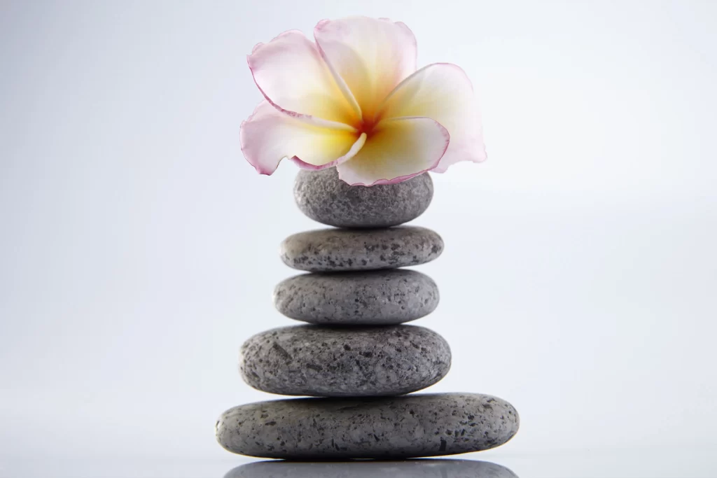 Pink Yellow White Petals Center Stone Stack