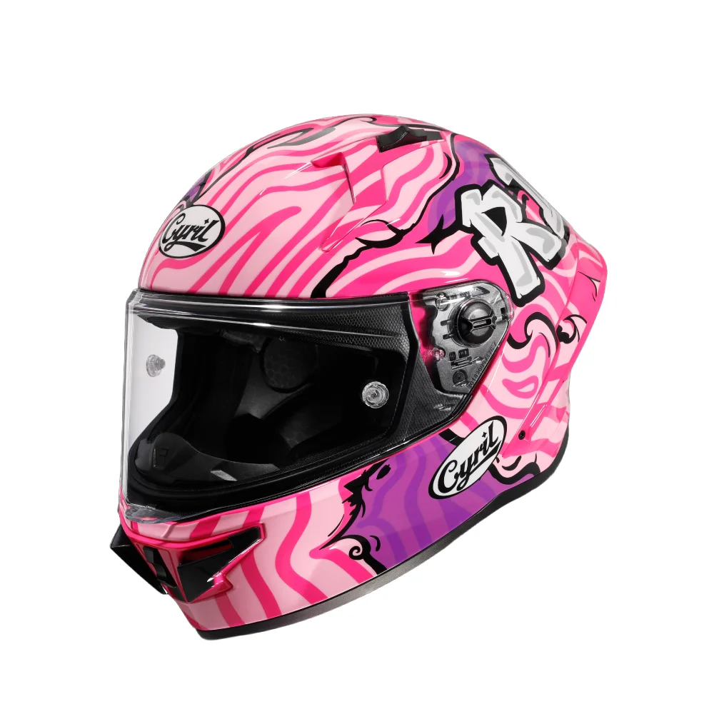 Pink Zebra Cyril Helmet Side Motorcycle