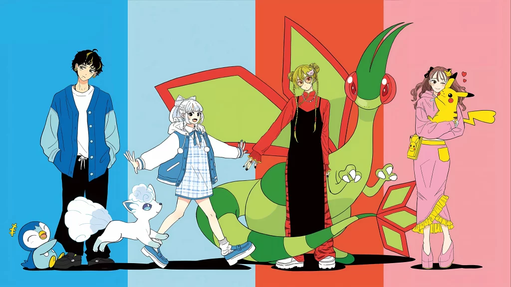 Pokemon Characters Blue Red Pink Casual