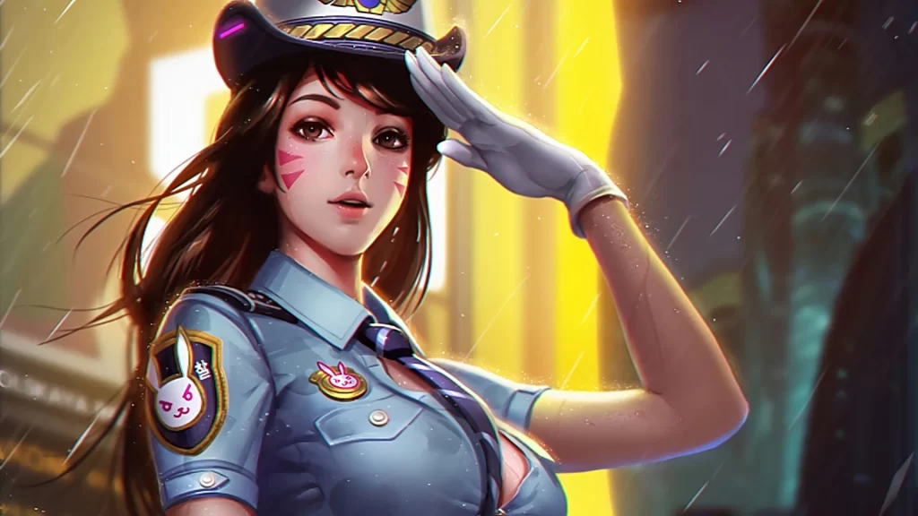 Police Officer Blue Pink Cartoon Fantasy