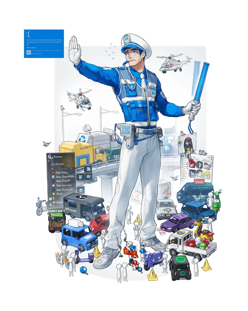 Police Officer Blue Uniform Traffic Control