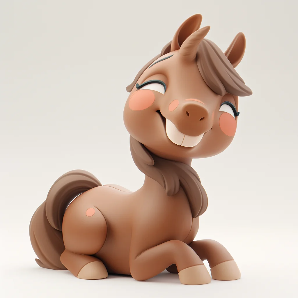 popmart cartoon smile horse toy cute C4D blindbox 3D