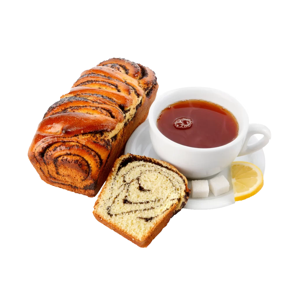 Poppy Seed Swirl Bread Golden Brown Crusty Slice Tea Lemon Sugar