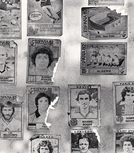 Portrait Collage Vintage Monochrome Football Cards