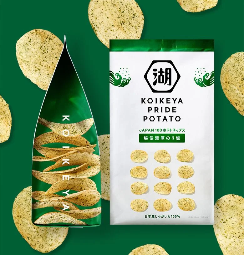 Potato Chips Green White Snack Koikeya