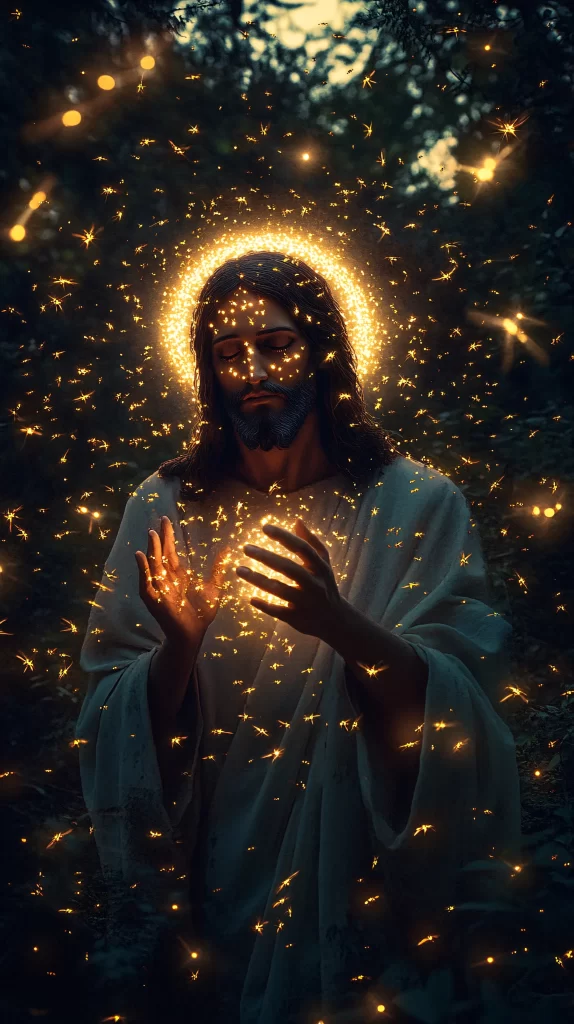 Prayer Golden Light Halo Hands