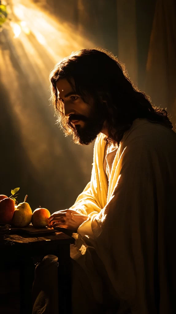 Prayer Golden Light Table Fruits
