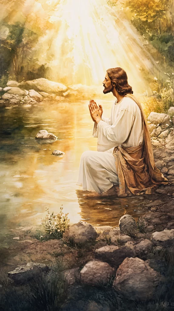 Prayer Golden Light Water Rocks