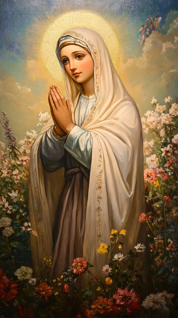 Prayer White Gold Flowers Halo