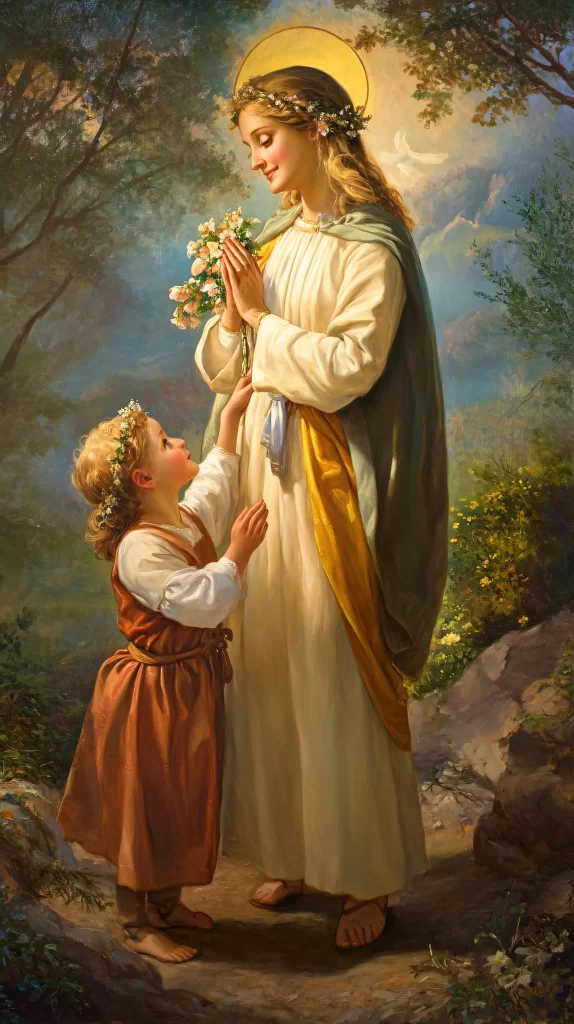 Prayer White Green Yellow Halo