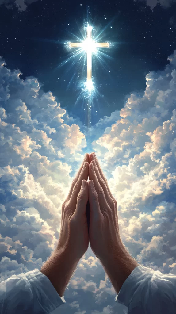 Prayer Worship Cross Light Sky
