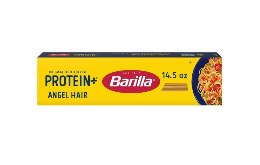 Protein Pasta Yellow Red Blue Packaging