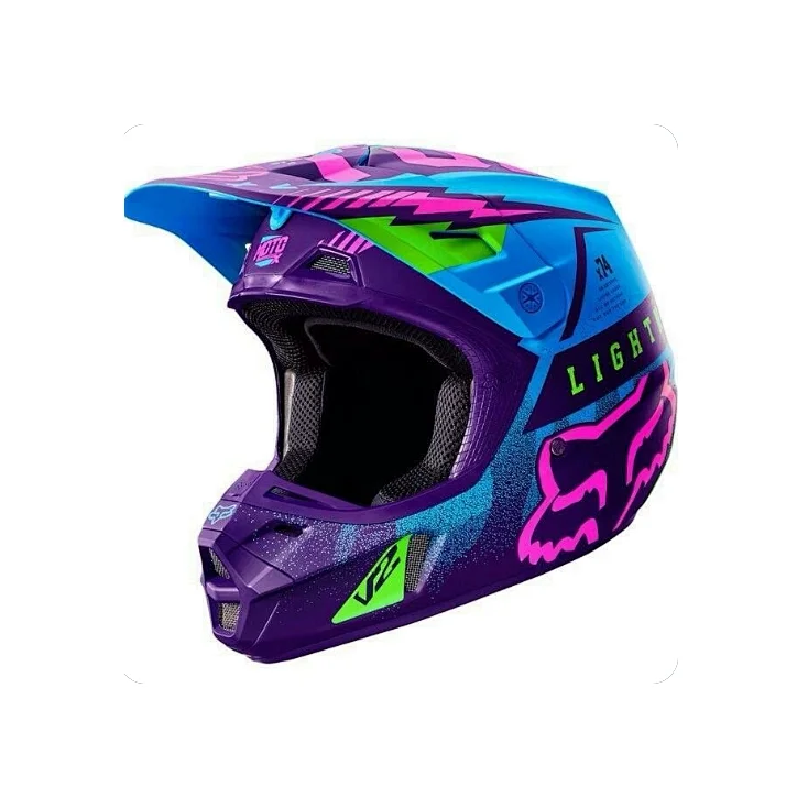 Purple Blue Pink Fox Helmet Motorcycle