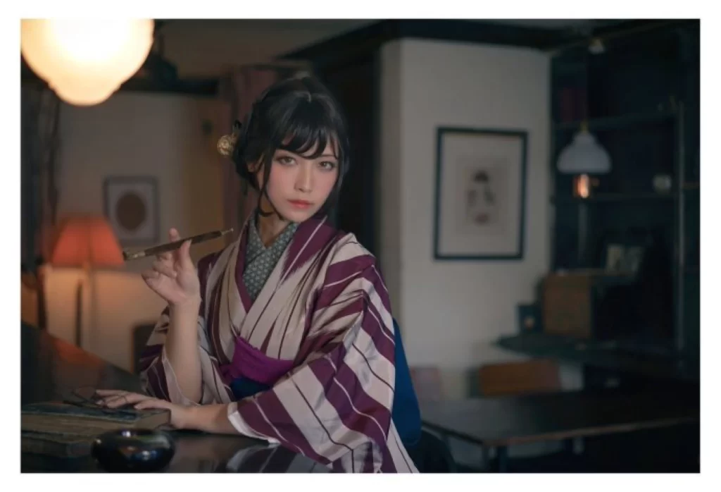Purple Striped Kimono