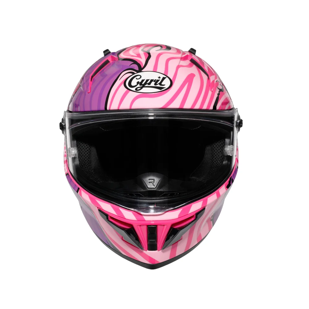 Purple Swirl Cyril Helmet Front Motorcycle