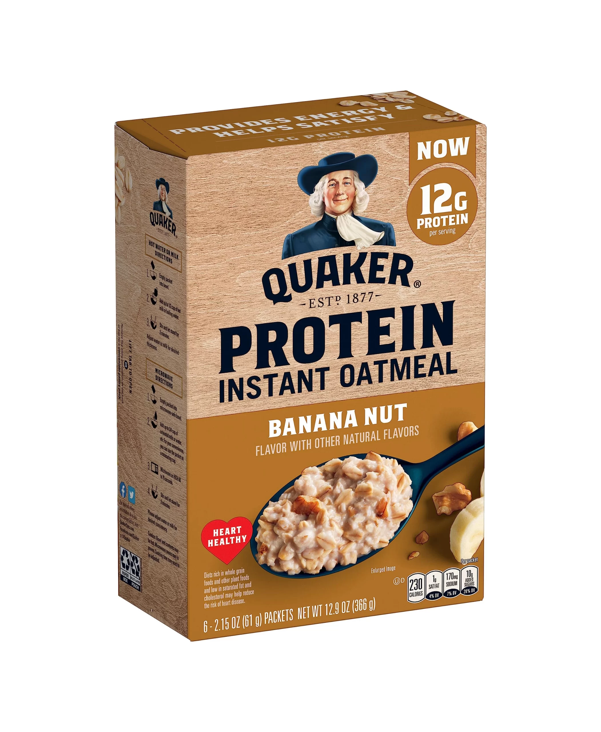 Quaker Protein Instant Oatmeal Banana Nut packaging