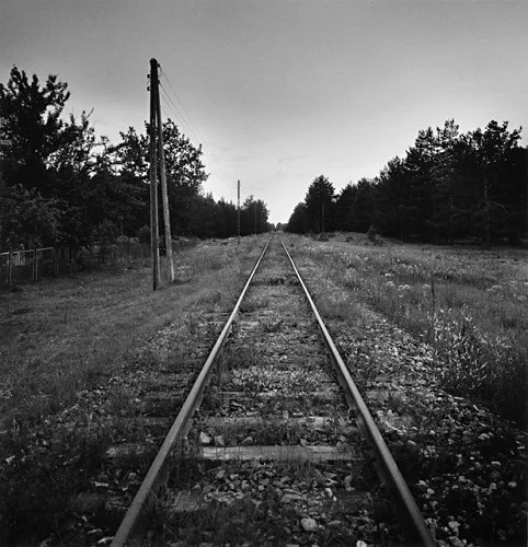 Railroad Track Vanishing Point Dramatic High Contrast Mysterious