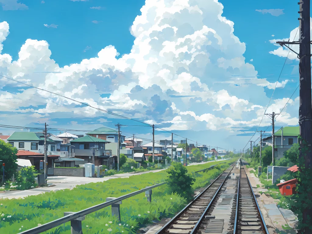 Railway Track Blue Sky White 2