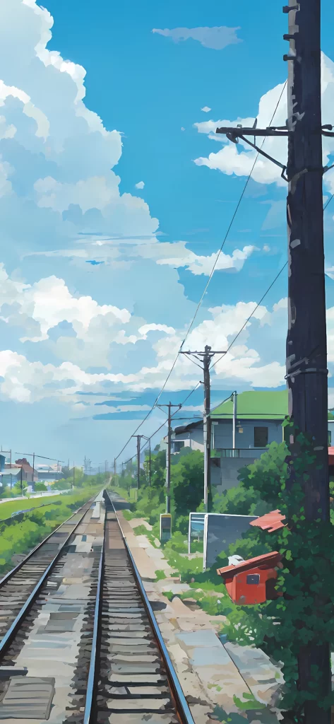Railway Track Blue Sky White 3