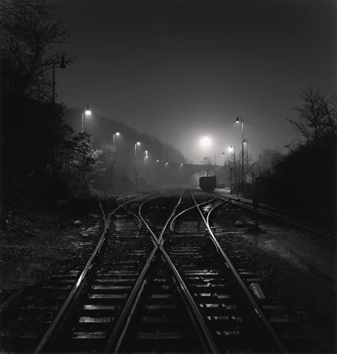 Railway Tracks Foggy Dramatic High Contrast Mysterious Atmospheric