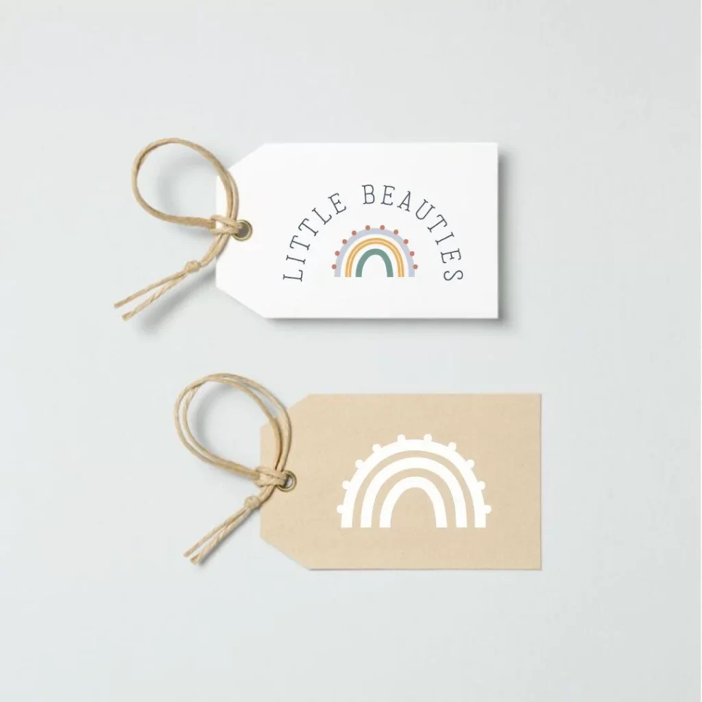 Rainbow Gift Tag Kraft Paper White