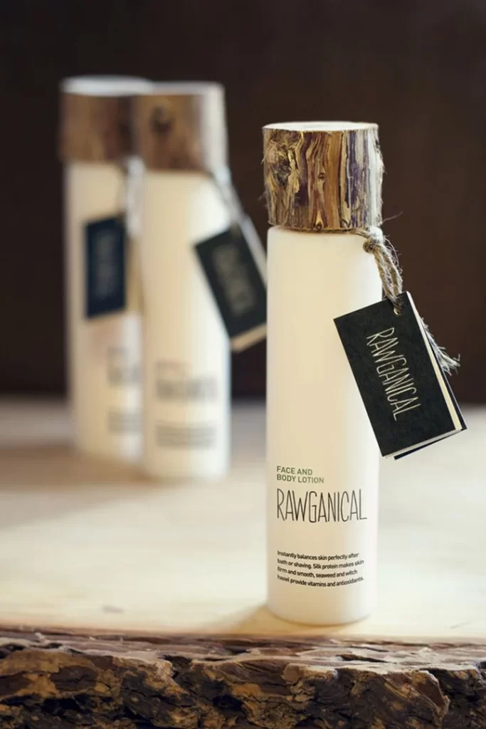 Rawganical Face Body Lotion Bottle Wood Cap Natural