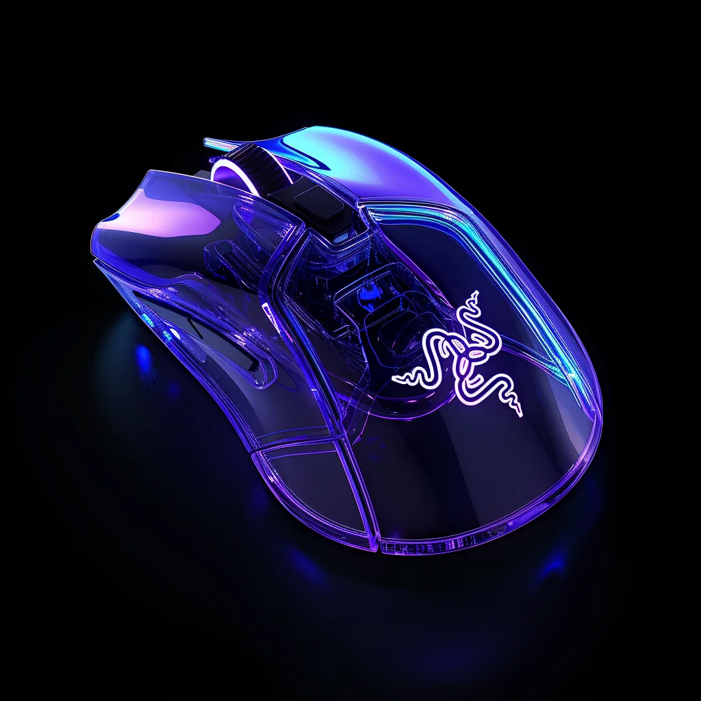 Razer mouse 3D blue transparent structure
