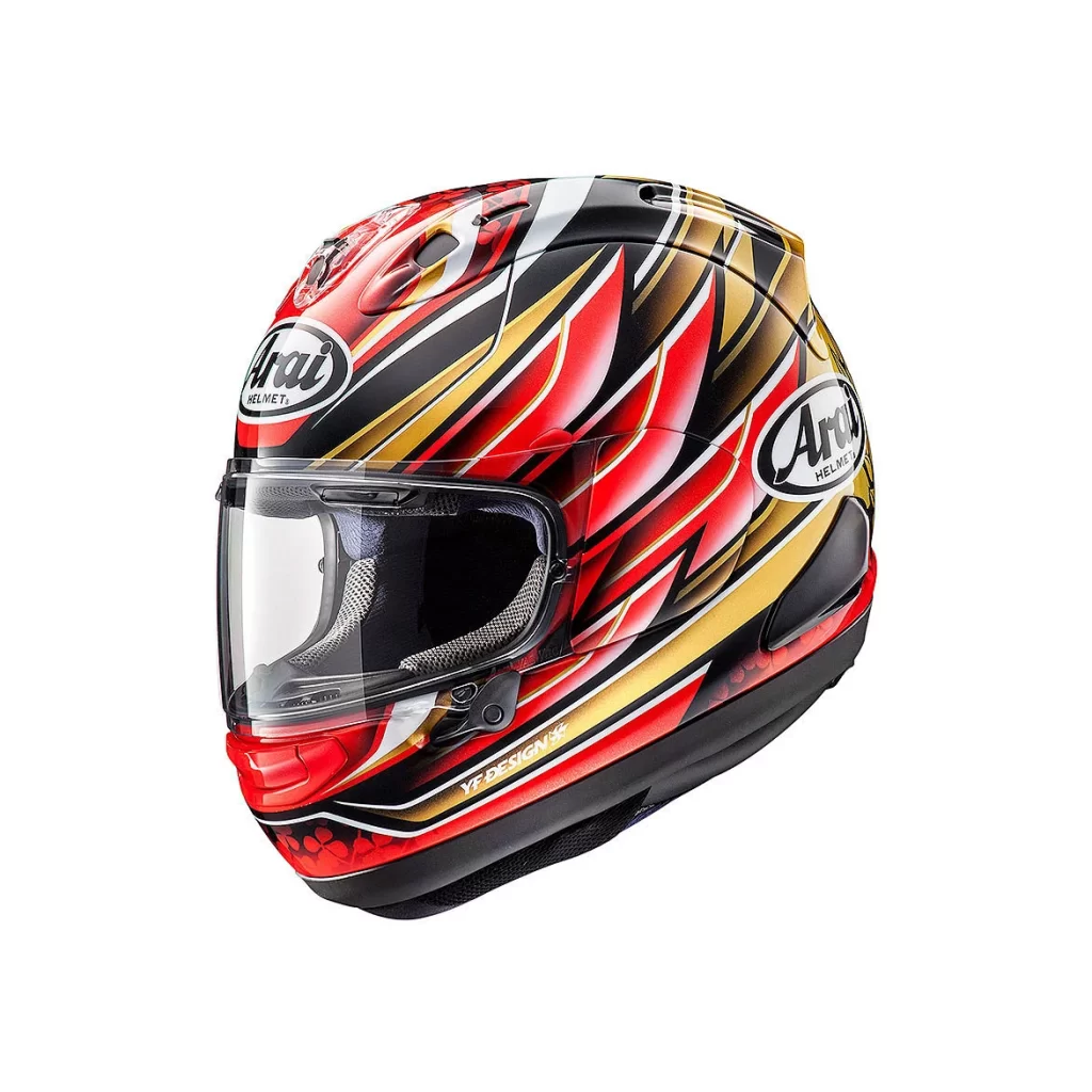 Red Black Gold Stripes Arai Helmet Motorcycle
